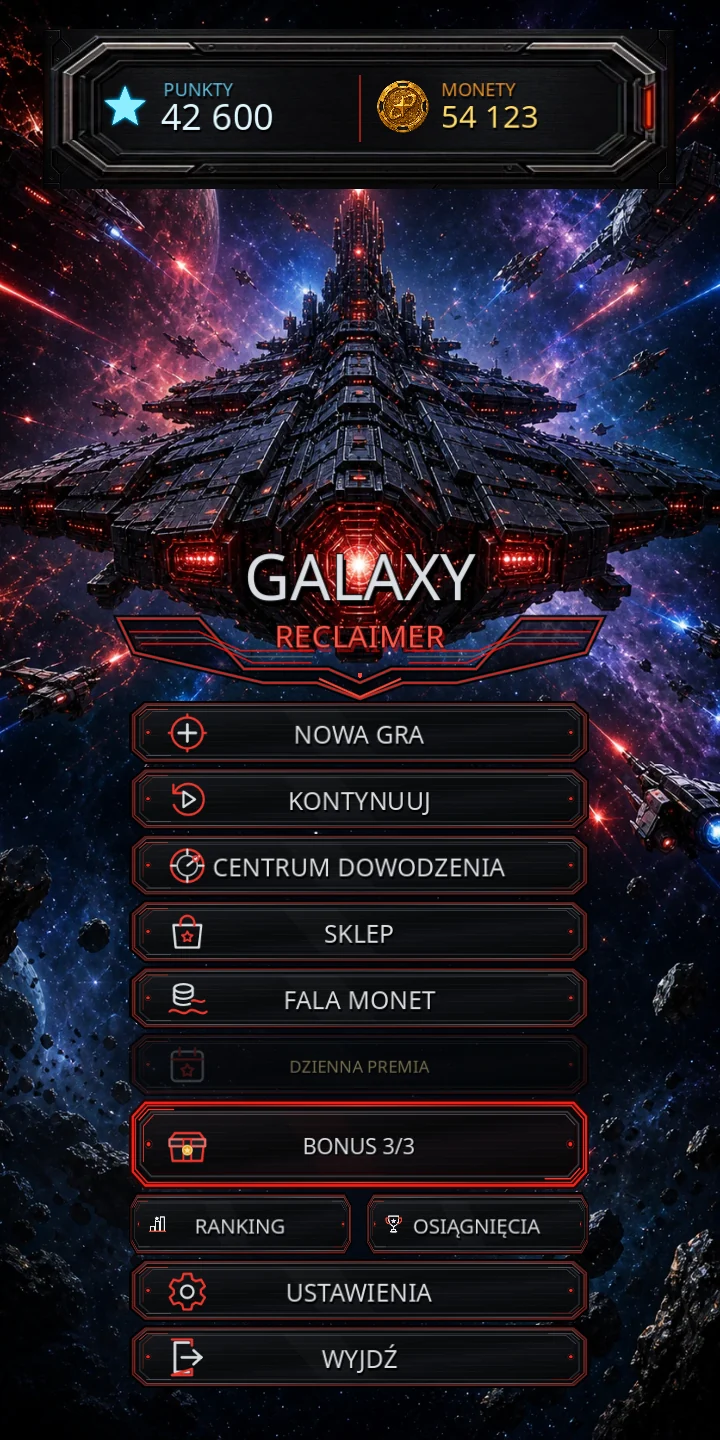 Aktualne menu główne Galaxy Reclaimer
