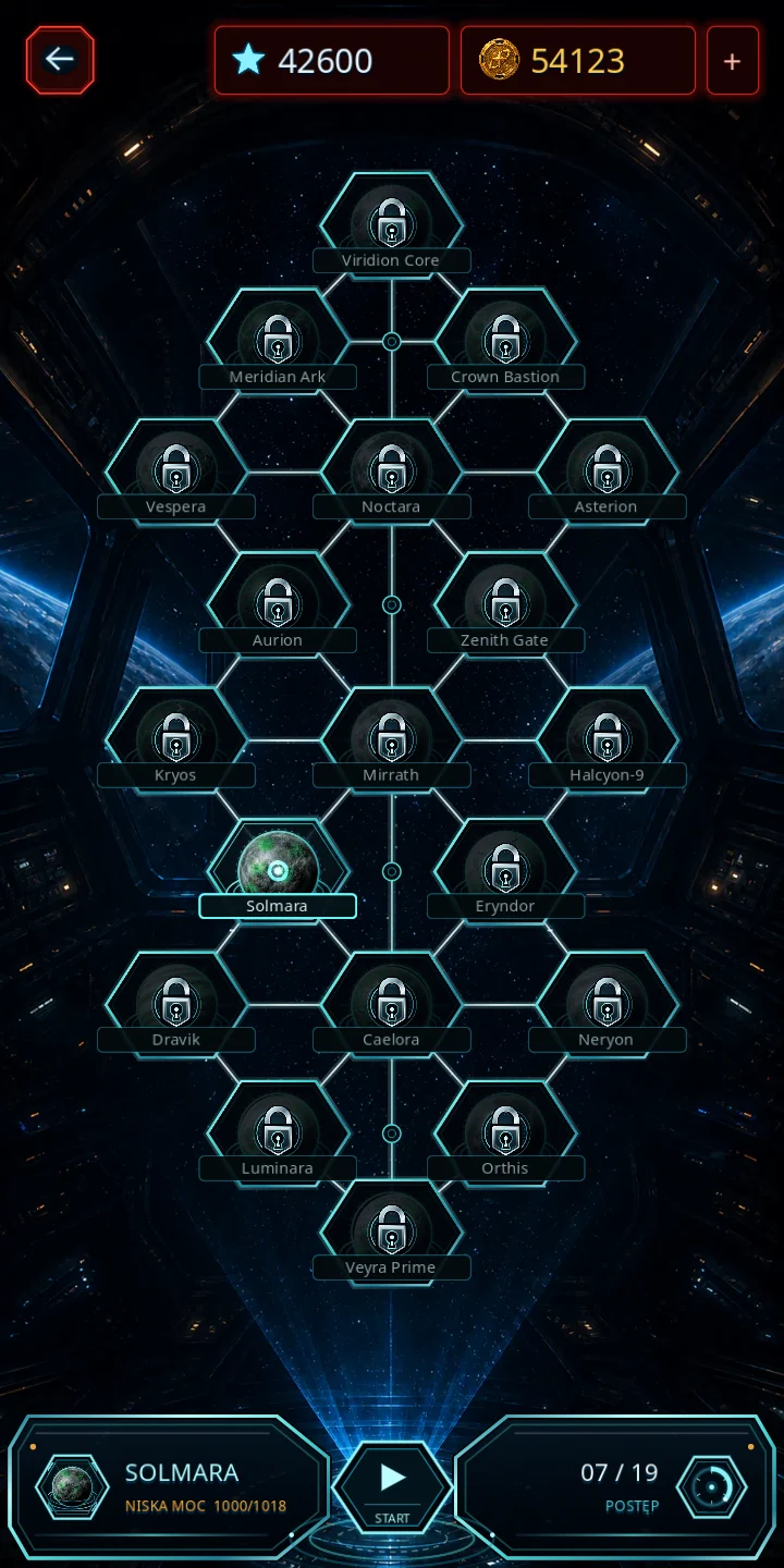 Aktualna mapa planet w Galaxy Reclaimer